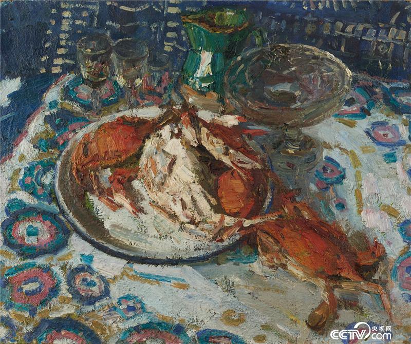 螃蟹 徐明華 布面油畫 58x68cm 1986年 中國美術館藏  2021年徐明華捐贈