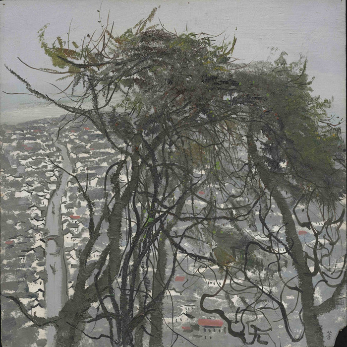 魯迅故鄉，吳冠中，木板油畫，1976年，46cm×46cm