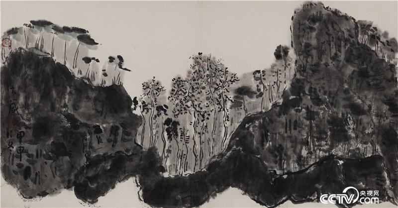 交響，邵大箴，紙本水墨，35x68cm，2004年