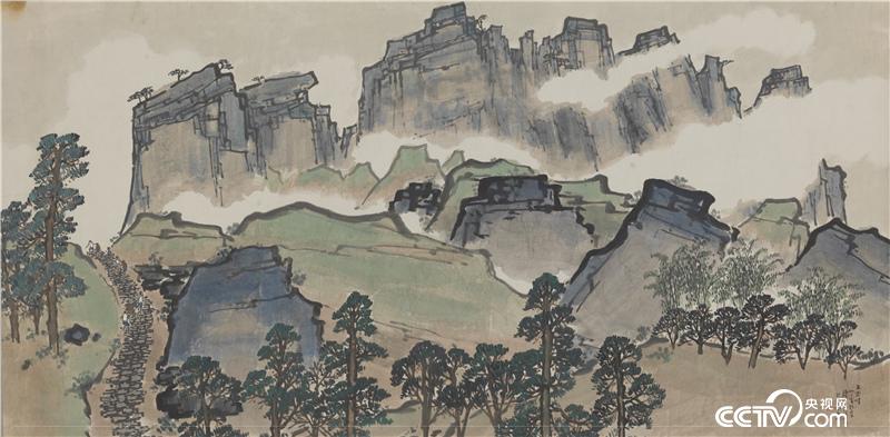 五老峰  陳樹人  1944年 80×160.9cm  紙本設色 