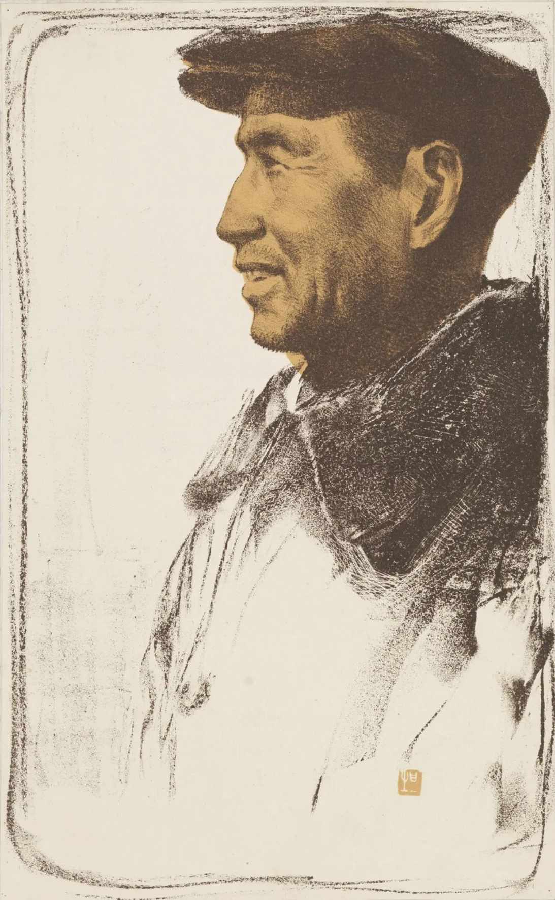 孟泰肖像（版畫）  42.6×26.3厘米  1954年  路坦  中國美術館藏