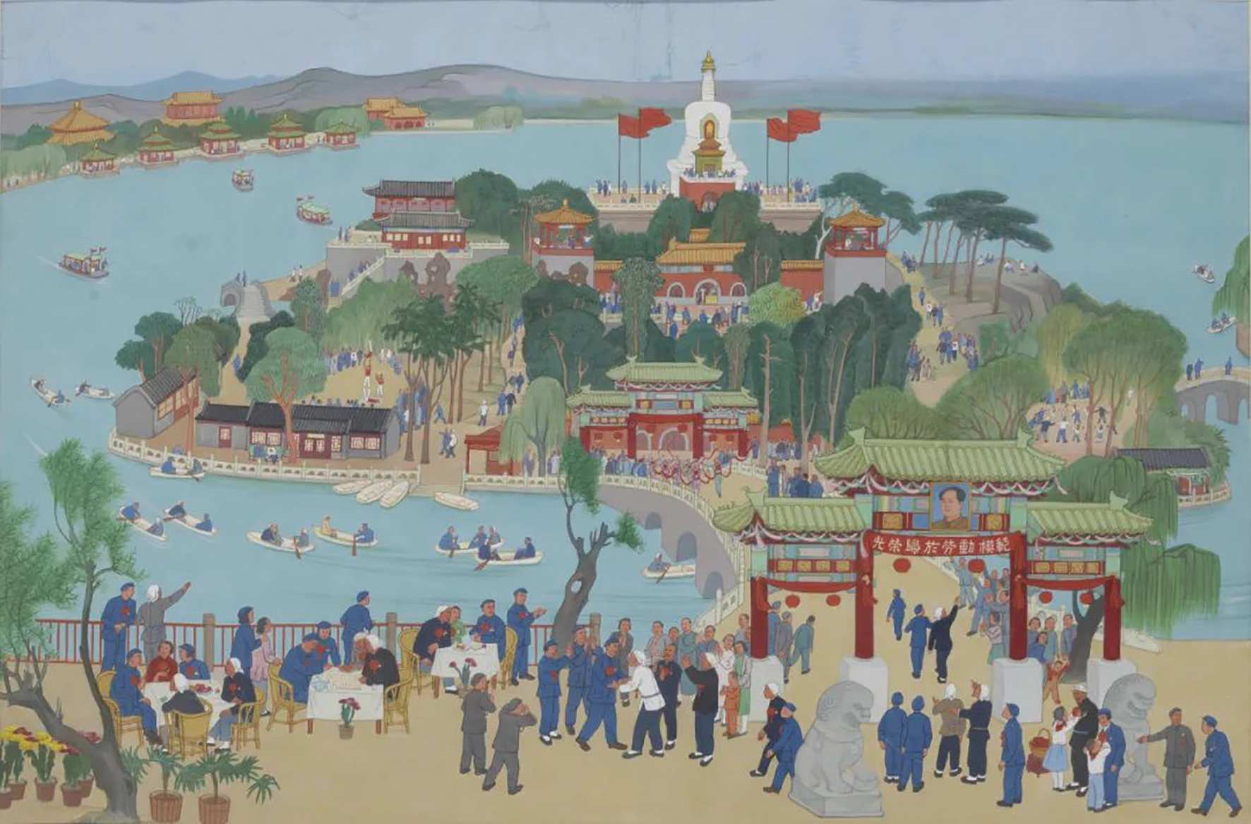 勞動模範遊園大會（國畫）  49.5×74.8厘米  1952年  李可染  中國美術館藏