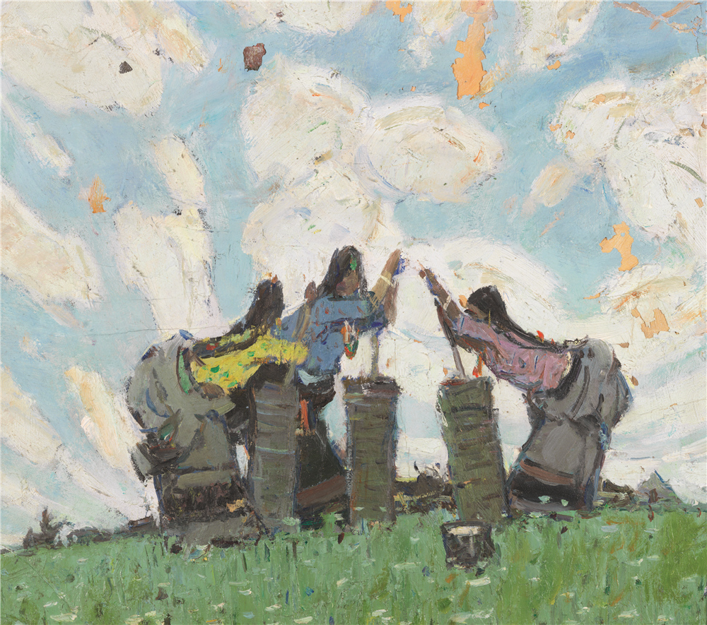 草原上  馬常利（1931-） 油畫 1981年 150×162cm 中國美術館藏 2015年藝術家捐贈
