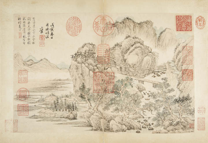 王翚，《山水冊》局部，25.5x39cmx10，冊頁，紙本設色，1698
