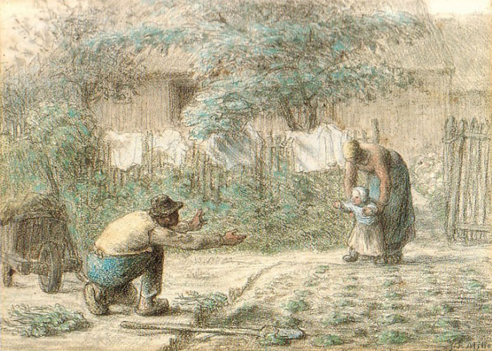 米勒 《蹣跚學步》（First steps） 1858年 藏于勞倫•羅傑斯藝術博物館（美國密西西比州勞雷爾）