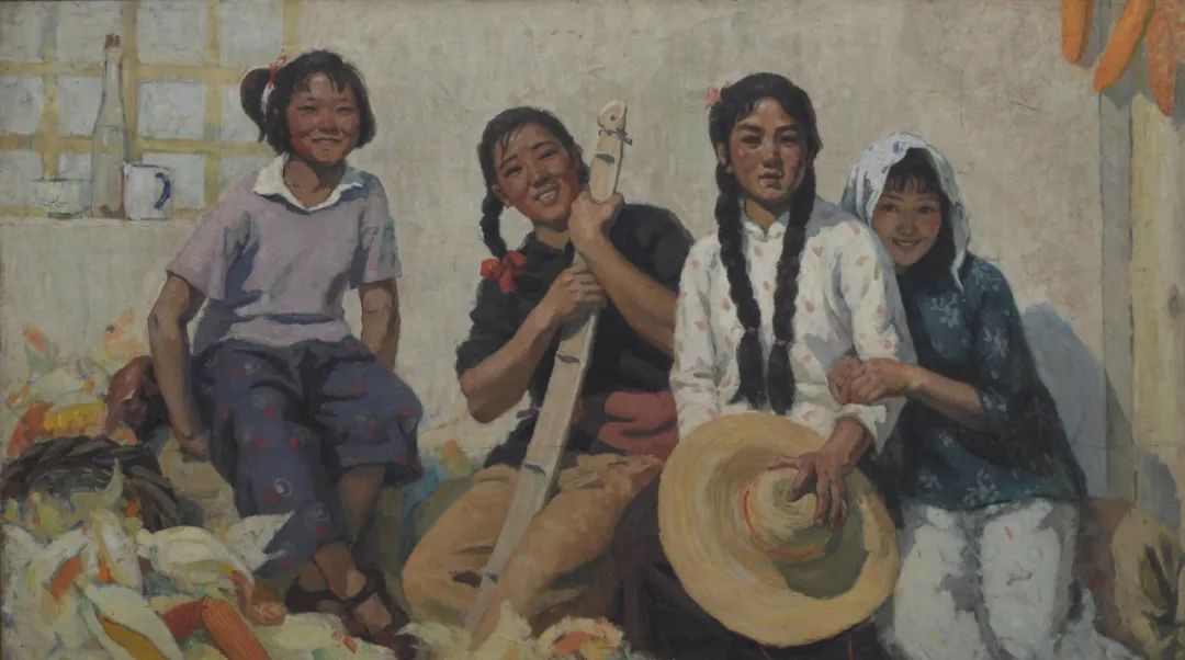 四個姑娘  溫葆 油畫  1962年 116x204cm  中國美術館藏