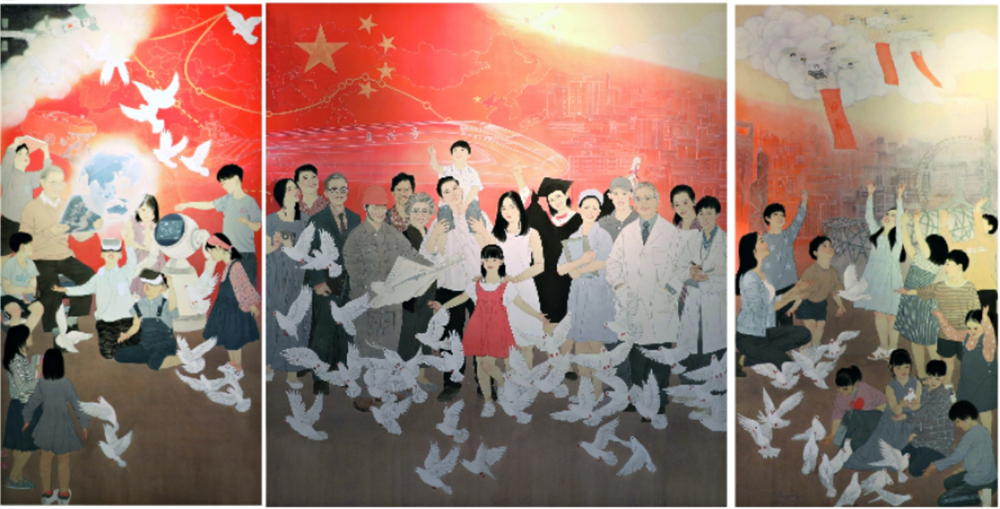 《放飛夢想》 張琳、楊可 中國畫 180x390cm   2019
