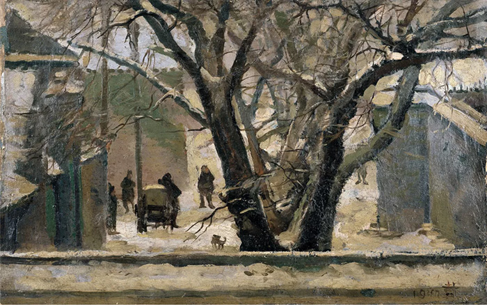 《北平窗外的雪》布面油彩 33x52 1946