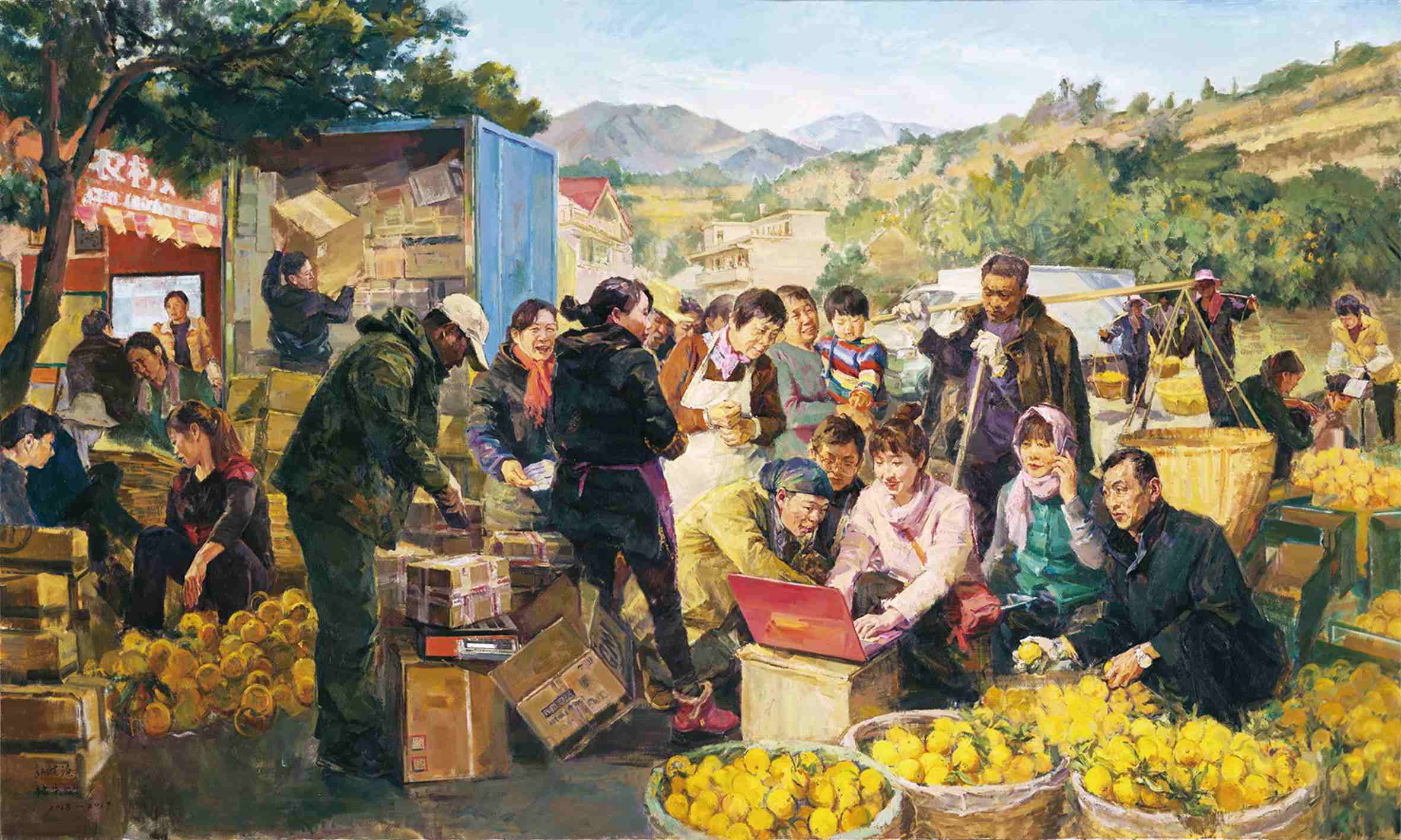 互聯網的春天——農村電商（油畫） 2019年 郭健濂 褚朱炯