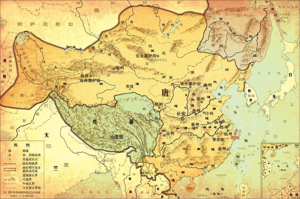 唐時期全圖（來源於中國地圖出版社）