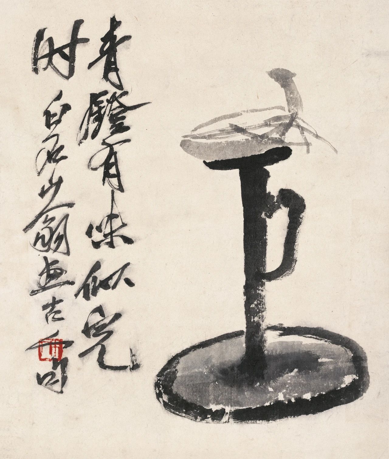 青燈(《花卉冊頁》八開之三) 齊白石 30×25.5cm 紙本墨筆 北京畫院藏 